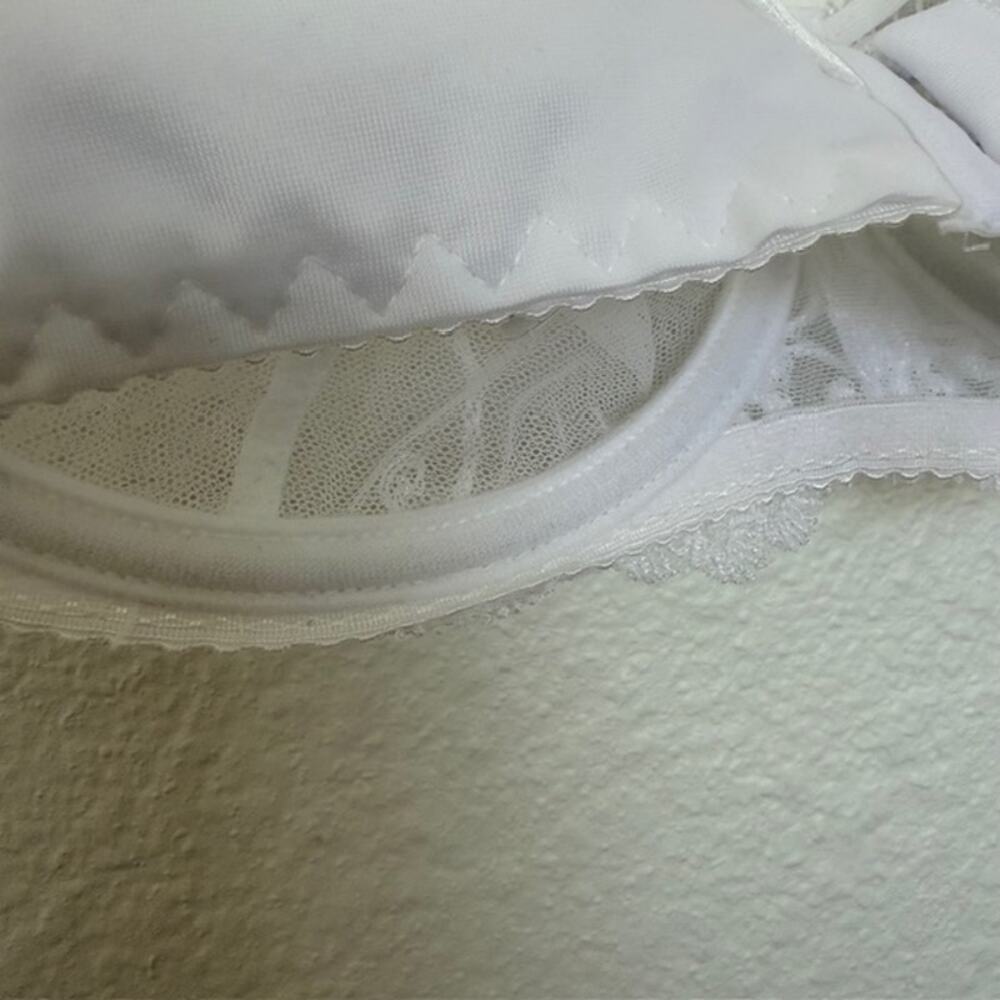WiesMANN Bra 40F White Floral Underwired‎ Jewel Detail Unlined Lacy Romantic - Picture 9 of 13